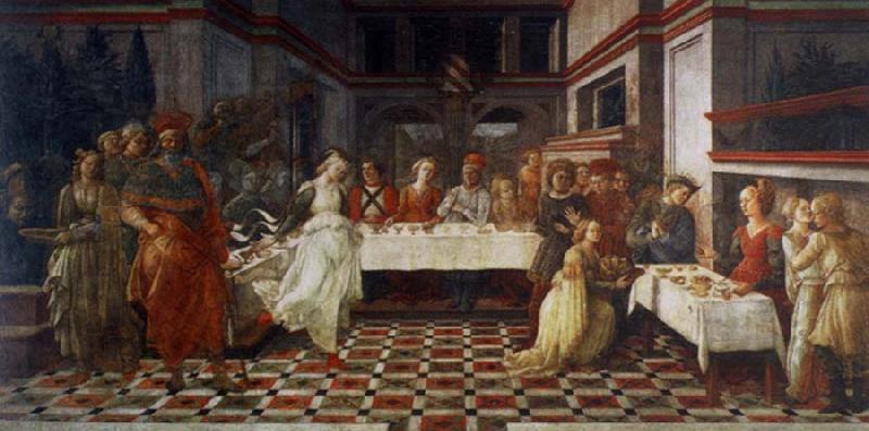 Fra Filippo Lippi scenes out of life Johannes of the Taufer the guest meal of the here ode oil painting image